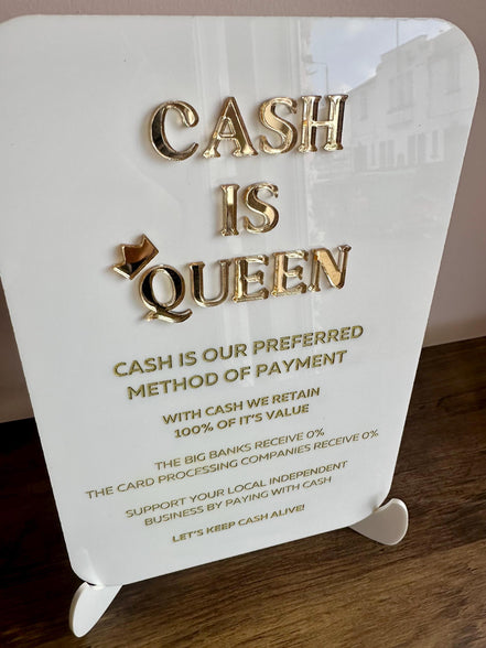 CASH IS QUEEN SHOP SIGN