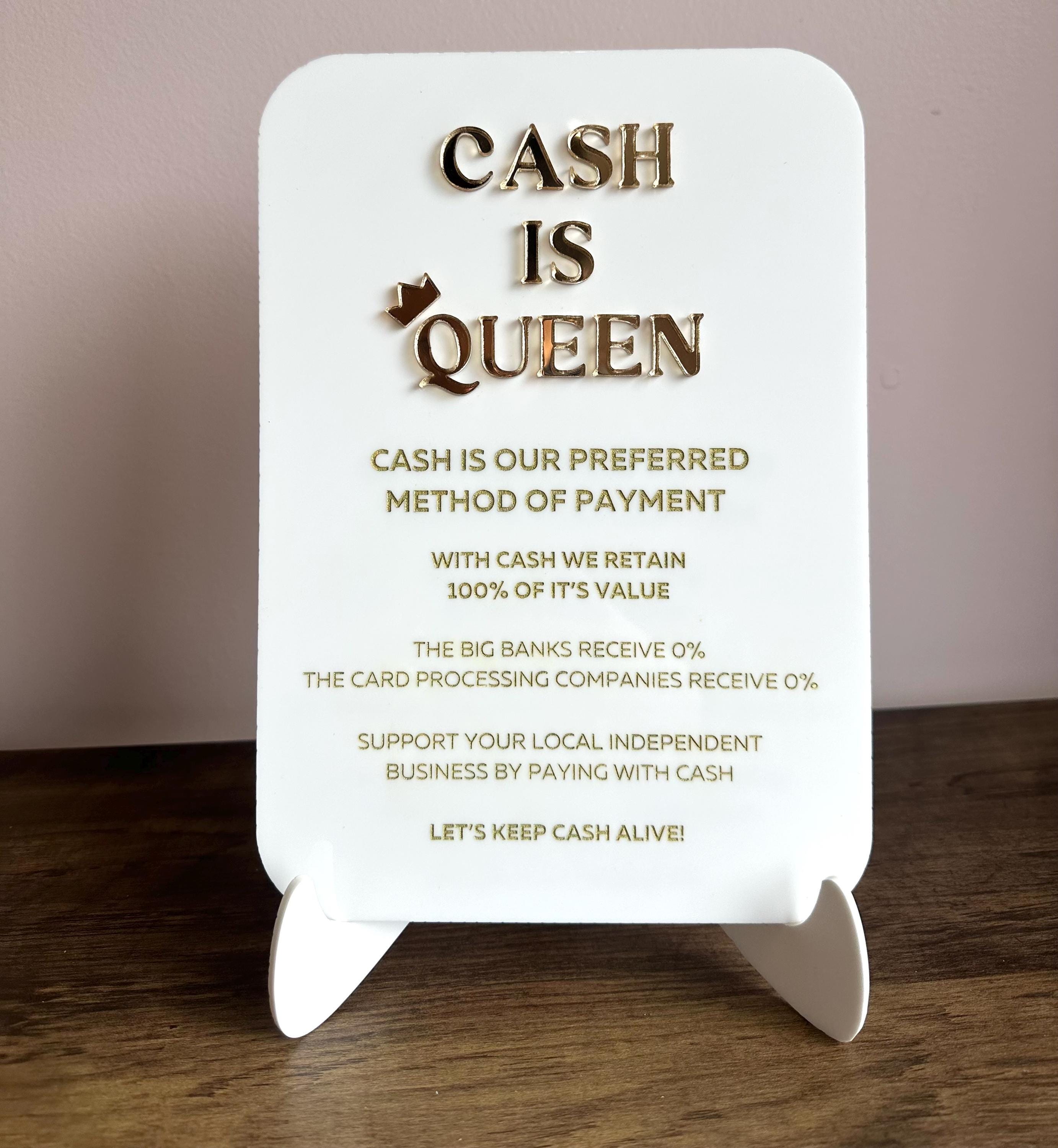 CASH IS QUEEN SHOP SIGN