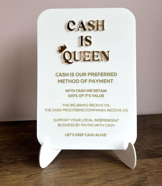 CASH IS QUEEN SHOP SIGN