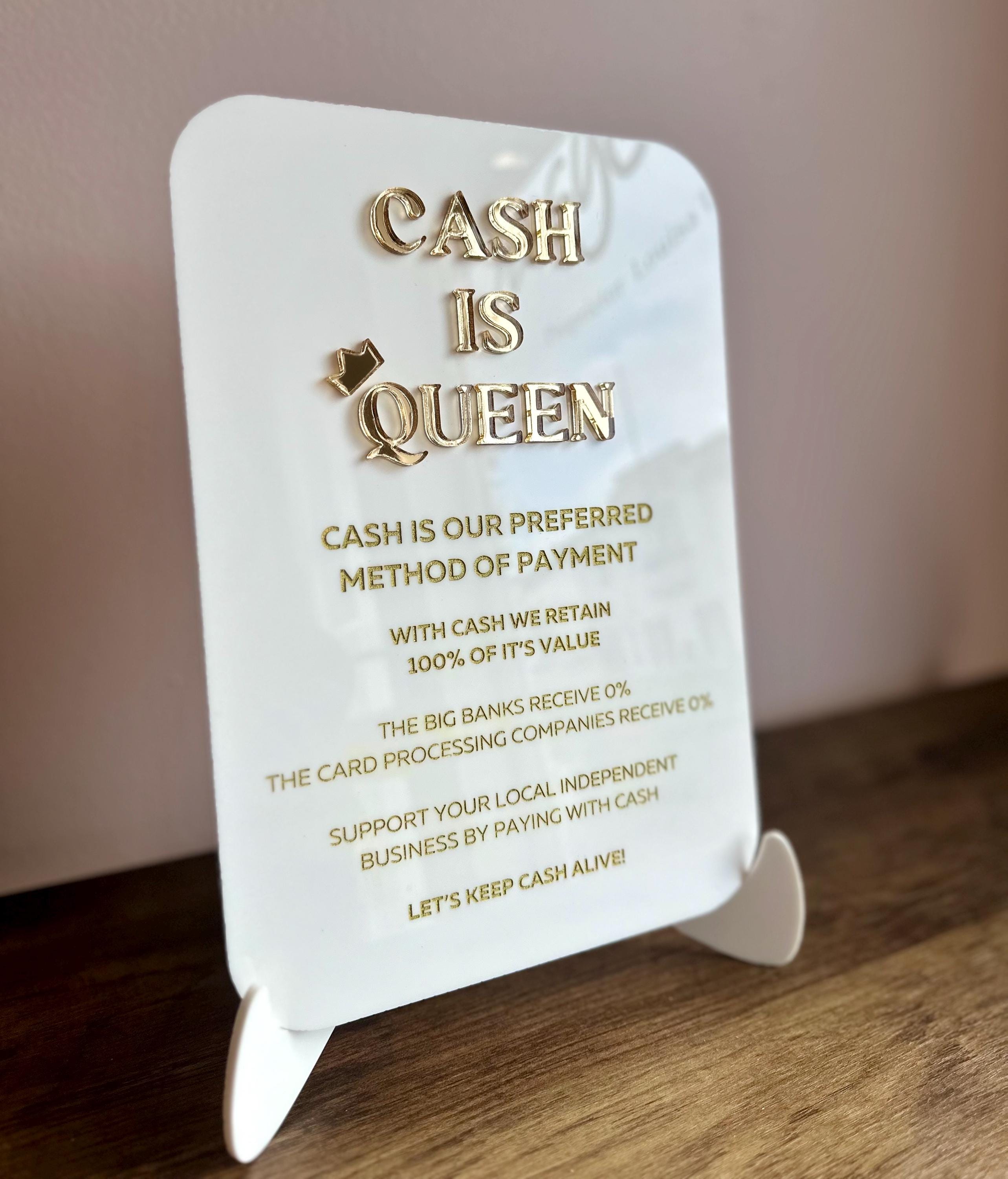 CASH IS QUEEN SHOP SIGN