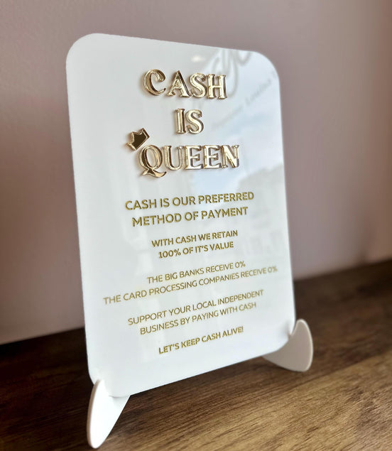 CASH IS QUEEN SHOP SIGN